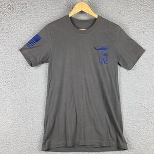Nine Line Thing Blue Line Skull T-Shirt Men's XS Gray American Flag‎ Scale TBL